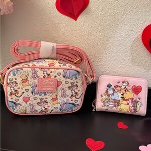 Loungefly Disney Winnie the Pooh Valentines Day Crossbody with matching Wallet